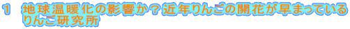 １　地球温暖化の影響か？近年りんごの開花が早まっている　　りんご研究所　