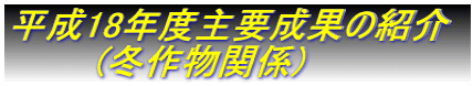 平成18年度主要成果の紹介 (冬作物関係)