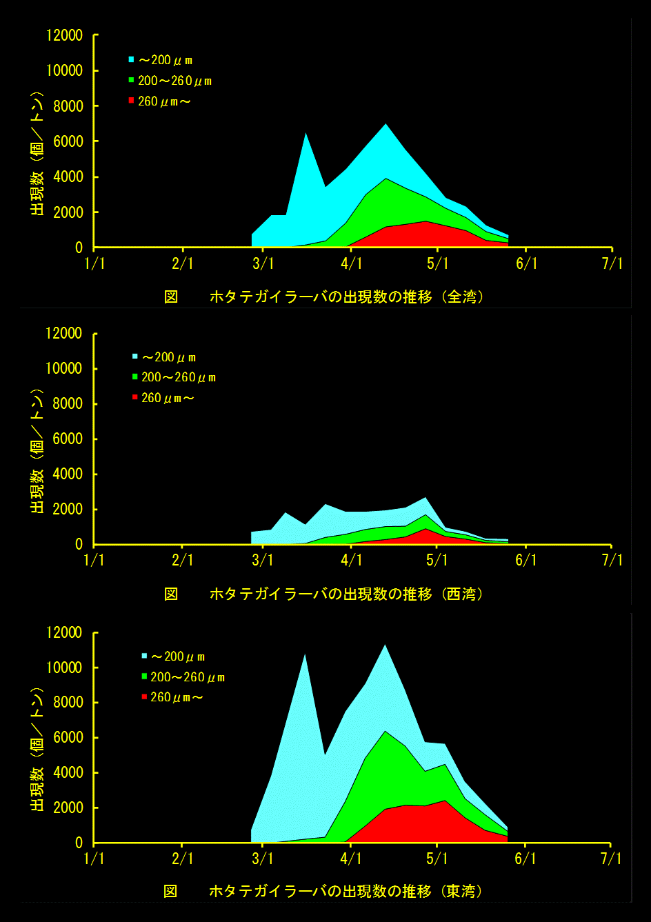 ホタテガイラーバの出現数の推移
