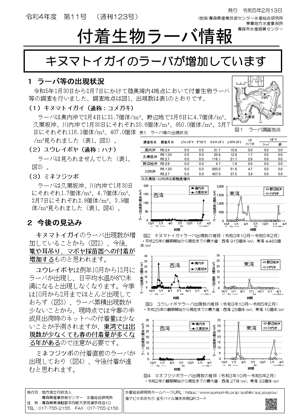 付着生物ラーバ情報11号