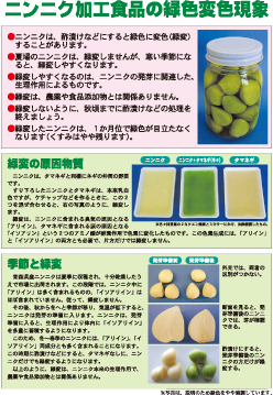 ニンニク加工食品の緑色変色現象